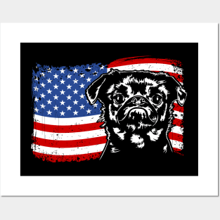 Brussels Griffon American Flag patriotic dog Posters and Art